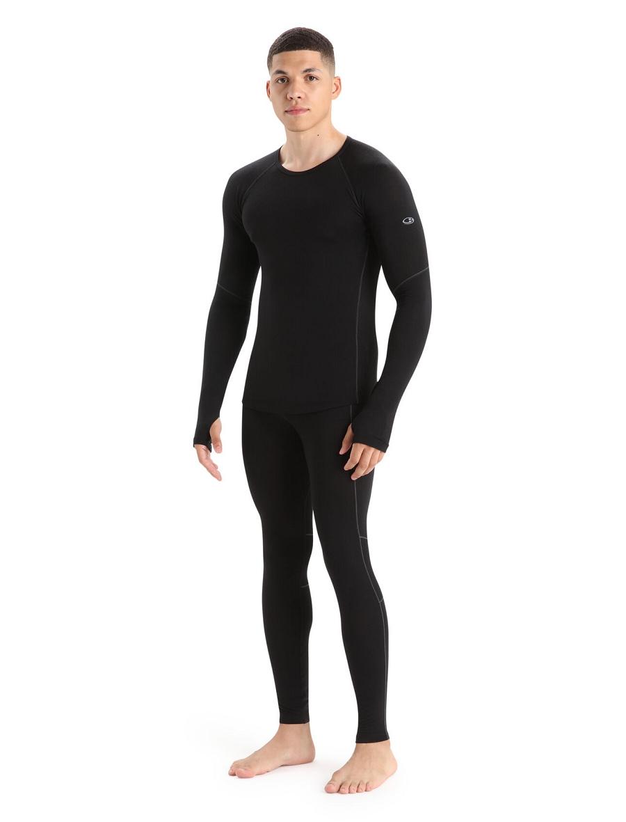 Black Icebreaker BodyfitZone™ Merino 150 Zone Long Sleeve Crewe Thermal Top Men's Base Layers | AU 1363TCEV